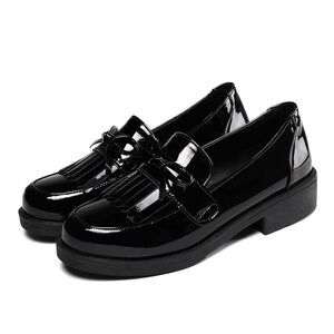 NWOT Self Esteem Glossy Black Girls Loafers